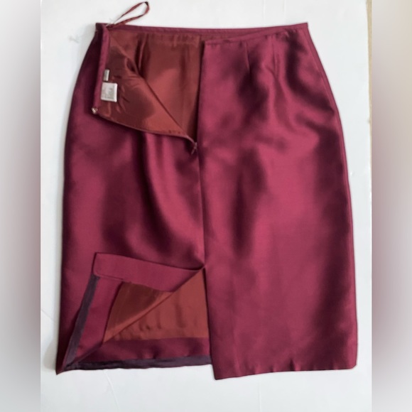 Unbranded Silk Wool Blend Pencil Skirt Burgundy Size 6P Back Zip Lined - Picture 5 of 8